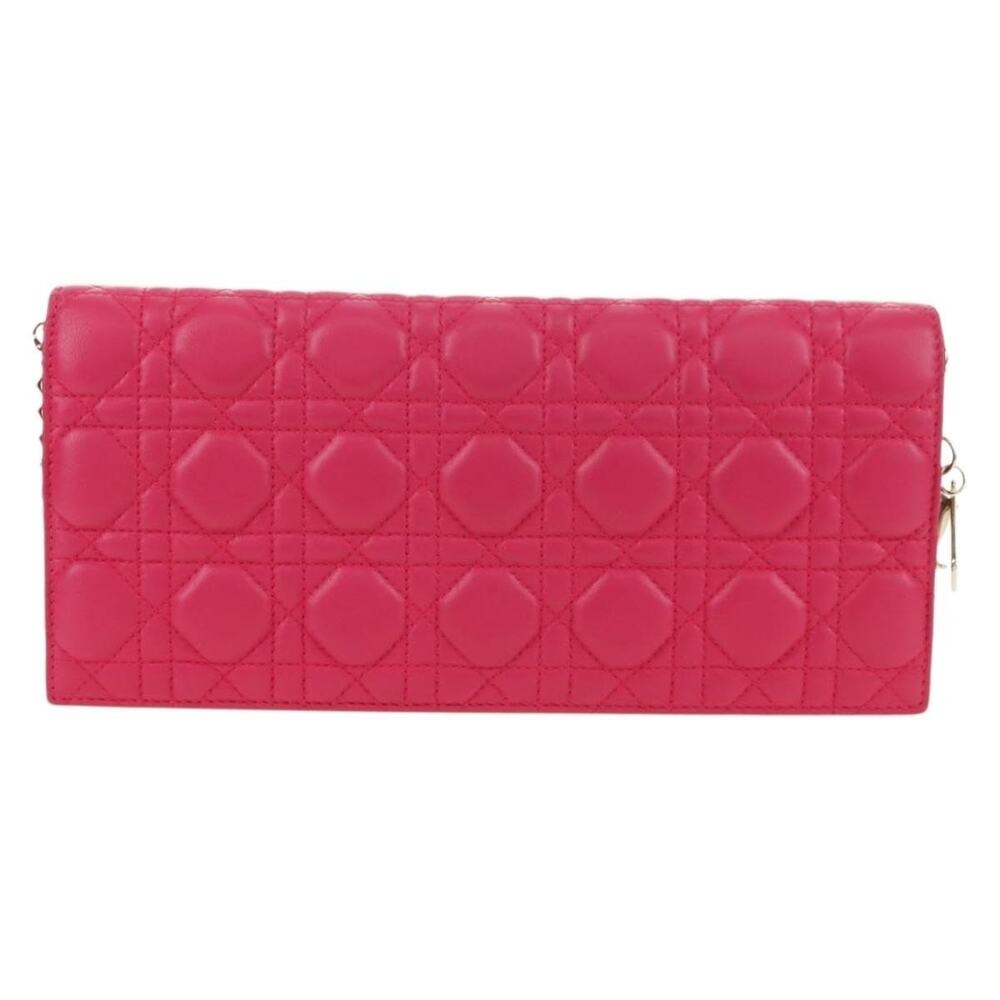 Dior Leather Lady Dior Chain Shoulder Bag Pink
